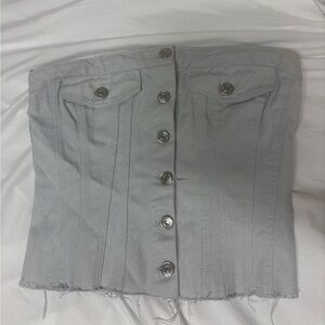 Zara silver denim top